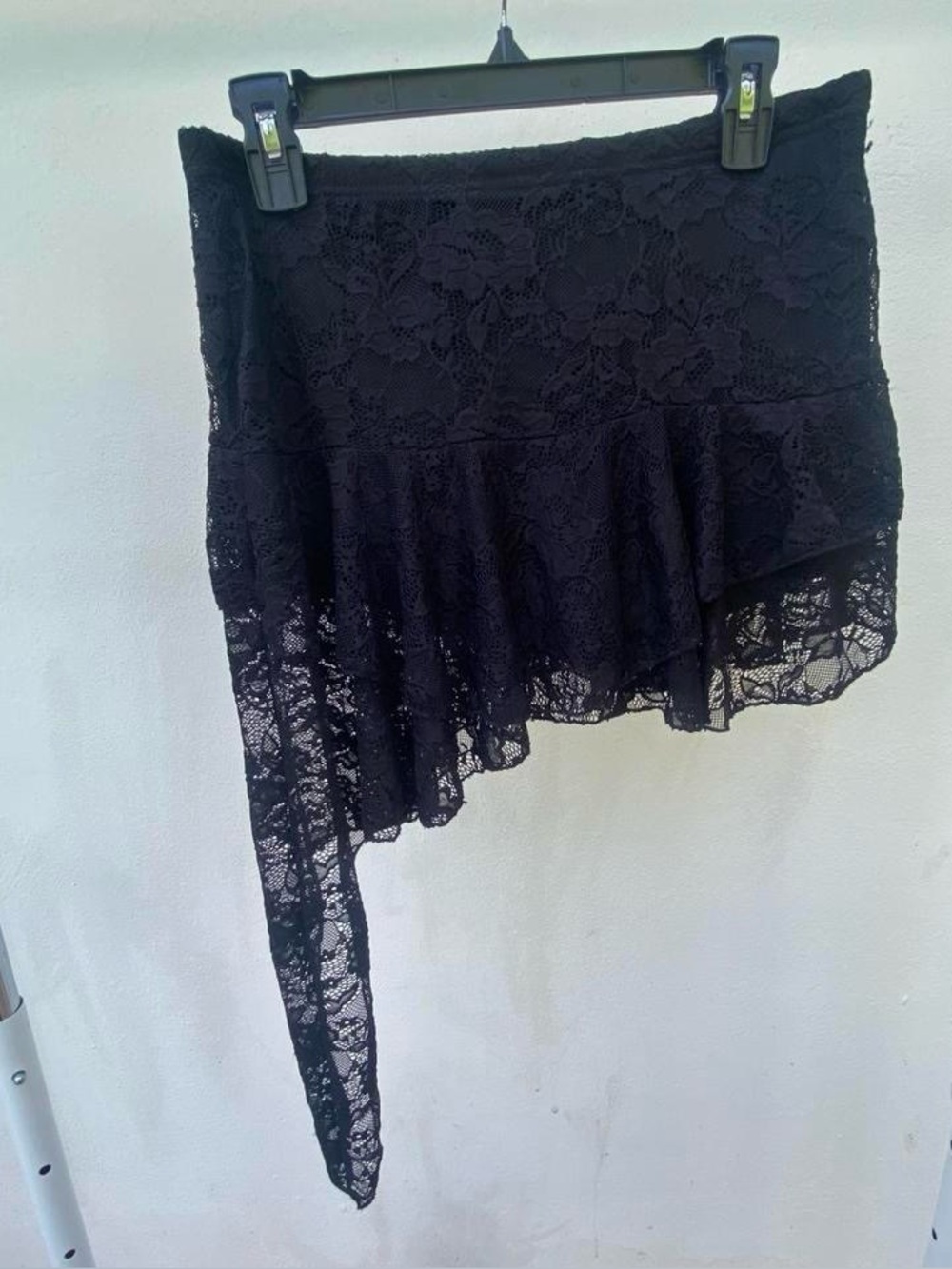Whimsygoth Black Lace Asymmetrical Ruffle Mini Skirt Size Medium